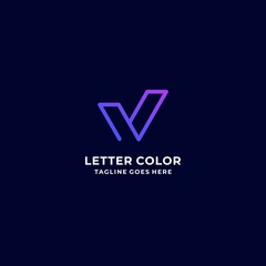 Vector Logo Illustration Letter V Gradient Colorful Style