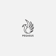 Pegasus linear logo concept. icon birds vector illustration