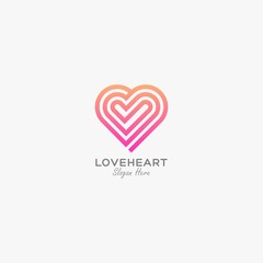 Vector Logo Illustration Love Heart Gradient Colorful
