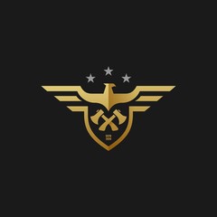 Vector Logo Illustration American Eagle Builder Badge Style