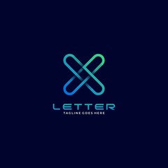 Vector Logo Illustration Abstract Letter X Gradient Colorful