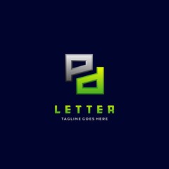 Vector Logo Illustration Abstract Letter P and D Gradient Colorful