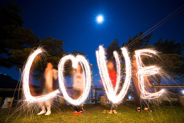 love firework long exposure writting