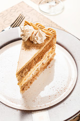 slice of cake on the plate