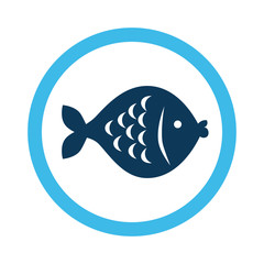 cute fish in frame circular vector illustration design