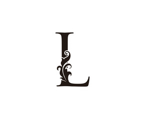 Classic L Letter Logo. Black Floral L With Classy Leaves Shape design perfect for Boutique, Jewelry, Beauty Salon, Cosmetics, Spa, Hotel and Restaurant Logo. 