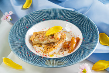 Fried Cod With apple And orange zest