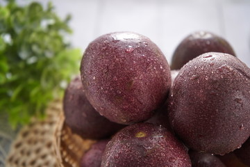 The delicious passion fruit is a tropical fruit