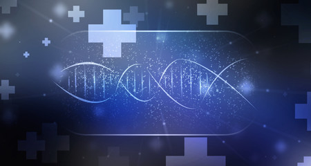 2d render of dna structure, abstract background