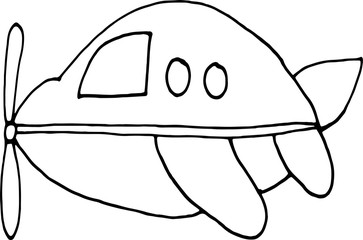 vector drawing of an airplane, coloring book for children