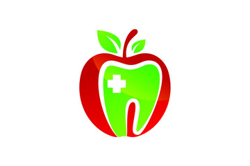 Dental Health Logo with Apple Design Promoting Healthy Teeth and Fresh Breath Treatment
