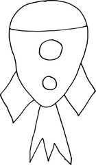 vector drawing rocket goes on a journey, coloring book for children
