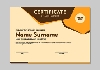 Vector elegant certificate template with simple style and vintage color