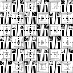 Black and white decorative background for coloring book. Seamless geometric pattern. Doodle illustration