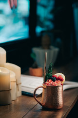 Alcoholic cocktail on bar table, colorful party drinks