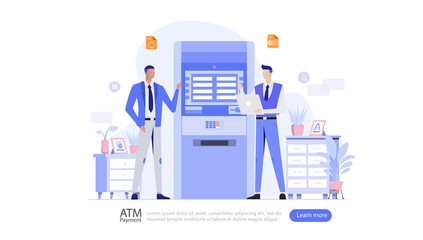 ATM Machine Vector Illustration Concept , Suitable for web landing page, ui, mobile app, editorial design, flyer, banner, and other related occasion