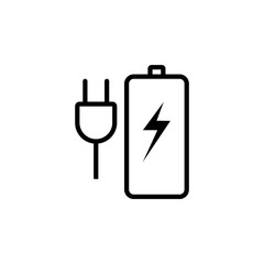 Battery charge, electric plug icon