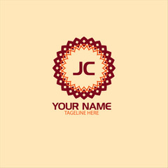 Initial JC Letter Logo Design with round ornament. Retro. Vector