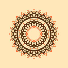 Ethnic Mandala Ornament. round. Arabic, Pakistan, Moroccan, Turkish, Indian, Spain motifs. blue and chocolate colors. Mandala with floral patterns. Yoga template. vintage