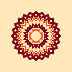 Ethnic Mandala Ornament. round. Arabic, Pakistan, Moroccan, Turkish, Indian, Spain motifs. blue and chocolate colors. Mandala with floral patterns. Yoga template. vintage