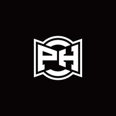 PH logo monogram with ribbon style circle rounded design template