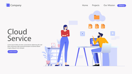 Cloud Computing Services Vector Illustration Concept , Suitable for web landing page, ui, mobile app, editorial design, flyer, banner, and other related occasion