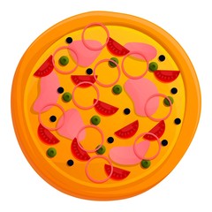 Traditional pizza icon. Cartoon of traditional pizza vector icon for web design isolated on white background