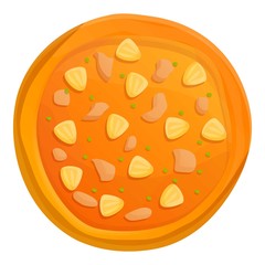 Four cheeses pizza icon. Cartoon of four cheeses pizza vector icon for web design isolated on white background