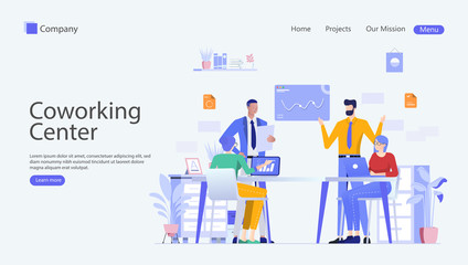 Coworking Center Vector Illustration Concept , Suitable for web landing page, ui, mobile app, editorial design, flyer, banner, and other related occasion