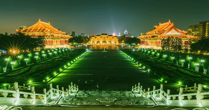 Motionlapse of Chiang Kai-shek Memorial Hall, Taipei, Taiwan 