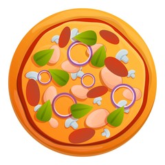 Restaurant pizza icon. Cartoon of restaurant pizza vector icon for web design isolated on white background