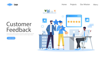 Customer Reviews Vector Illustration Concept , Suitable for web landing page, ui, mobile app, editorial design, flyer, banner, and other related occasion