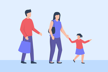 family shopping with father mother and daughter