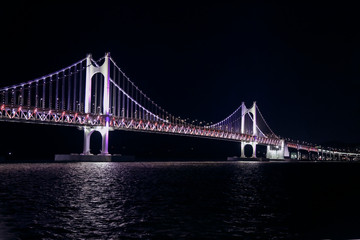 Night view of  Gwangan Bridge -"Diamond bridge" in Busan, Korea
