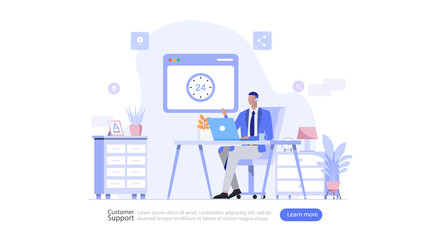Customer Support Vector Illustration Concept , Suitable for web landing page, ui, mobile app, editorial design, flyer, banner, and other related occasion