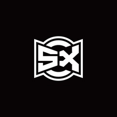 SX logo monogram with ribbon style circle rounded design template