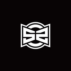 SZ logo monogram with ribbon style circle rounded design template