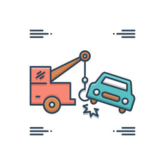 Color illustrationicon for car towing