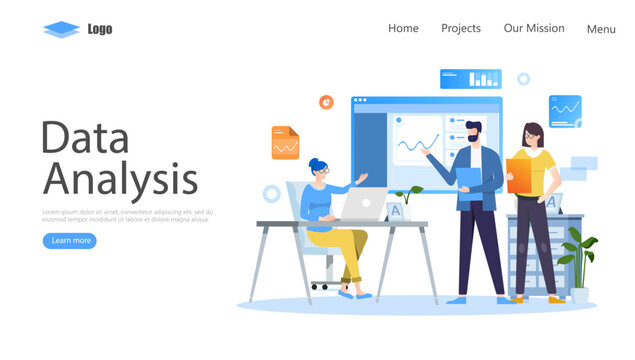 Data Analysis Vector Illustration Concept, Suitable for web landing page, ui, mobile app, editorial design, flyer, banner, and other related occasion