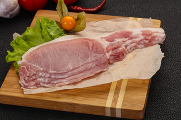 Raw pork bacon