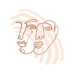 Continuous line art face sketch. Modern abstract drawing. Portrait in minimalistic style. Vector illustration. Clipart