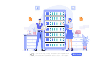 Data Center Vector Illustration Concept , Suitable for web landing page, ui, mobile app, editorial design, flyer, banner, and other related occasion