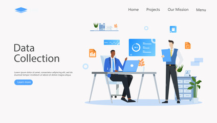Data Collection for Analytics Vector Illustration Concept , Suitable for web landing page, ui, mobile app, editorial design, flyer, banner, and other related occasion