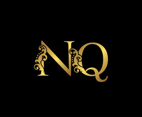 Initial letter N and Q, NQ, Gold Logo Icon, classy gold letter monogram logo icon suitable for boutique,restaurant, wedding service, hotel or business identity.