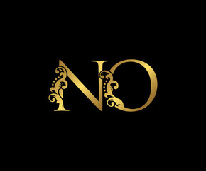 Initial letter N and O, NO, Gold Logo Icon, classy gold letter monogram logo icon suitable for boutique,restaurant, wedding service, hotel or business identity.