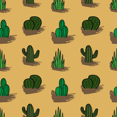 seamless vector cactus botanical plants in summer style. beautiful blooming succulent plants for fashion fabric, textile, print, wallpaper, backdrop.