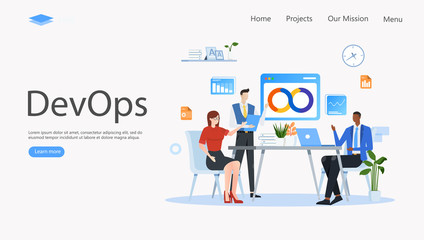 Developers at Work Vector Illustration Concept , Suitable for web landing page, ui, mobile app, editorial design, flyer, banner, and other related occasion