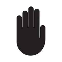 Cutout silhouette Palm of right hand icon. Outline template for warning, taboo and ban. Black simple illustration. Flat isolated vector image on white background. Stop symbol with copy space