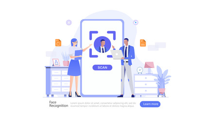 Face Recognition Technology System Vector Illustration Concept , Suitable for web landing page, ui, mobile app, editorial design, flyer, banner, and other related occasion