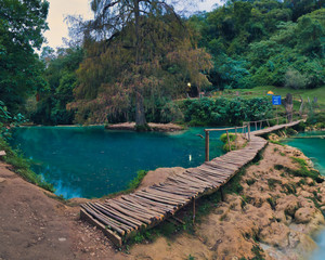 Beautiful waterfall in deep forest old mines (minas viejas ), san luis potosi Mexico
